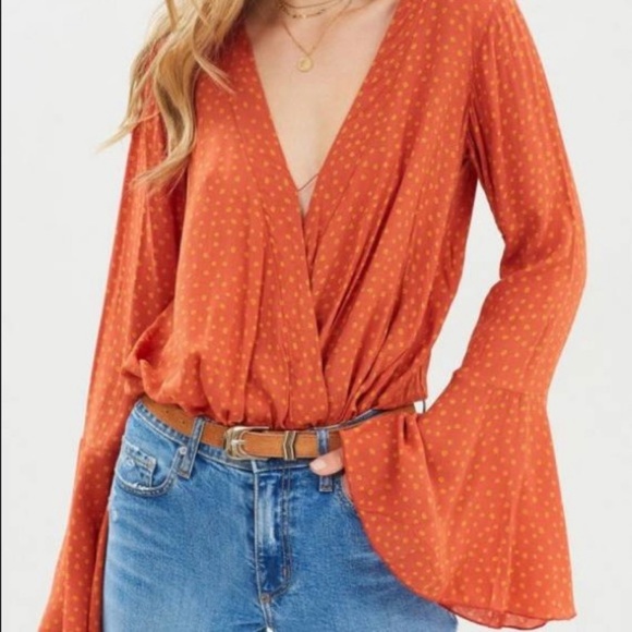 Free People Tops - Free People Makin' Waves Bell-Sleeve Bodysuit
